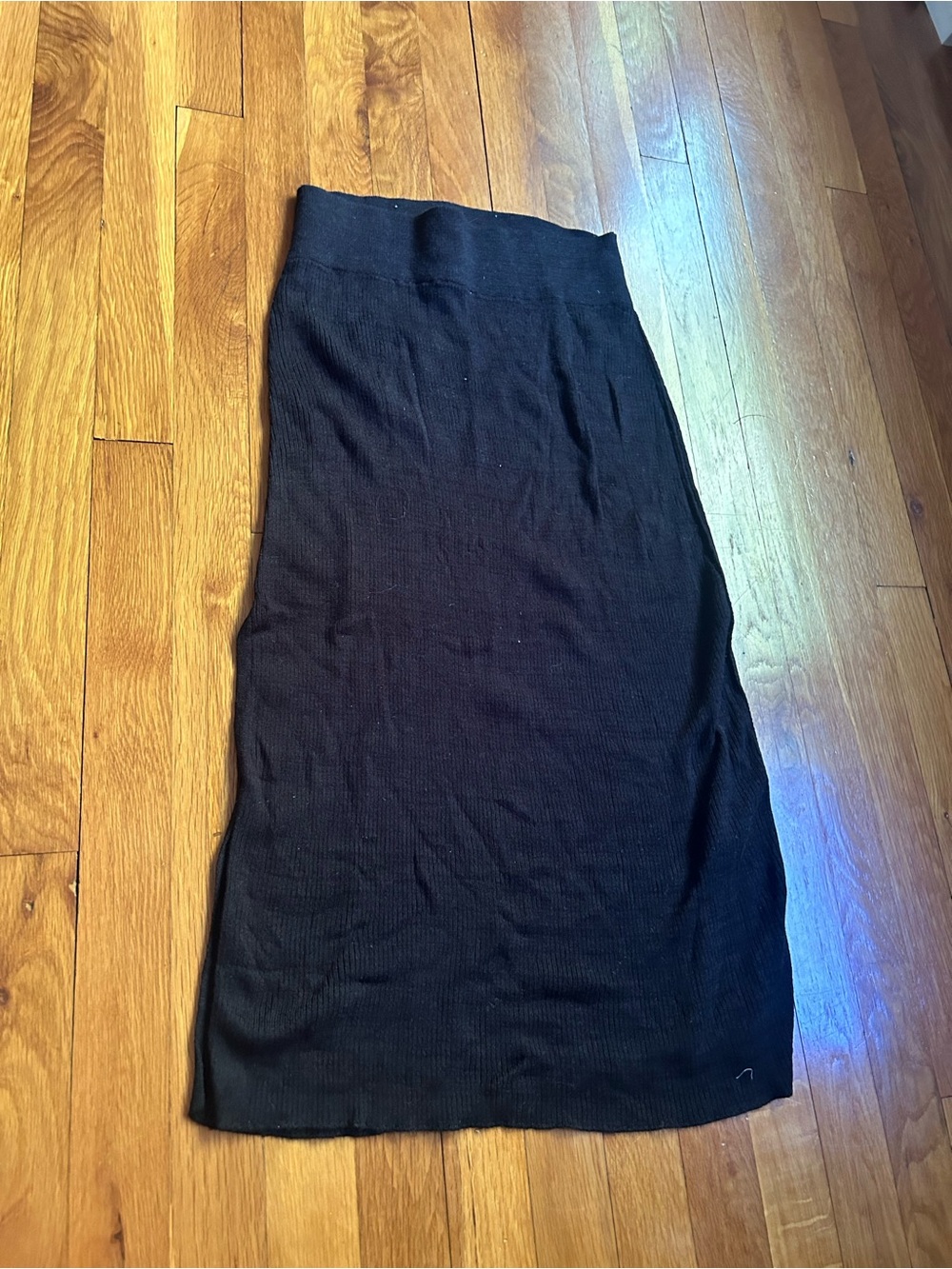 Free People Black Ribbed Midi Skirt